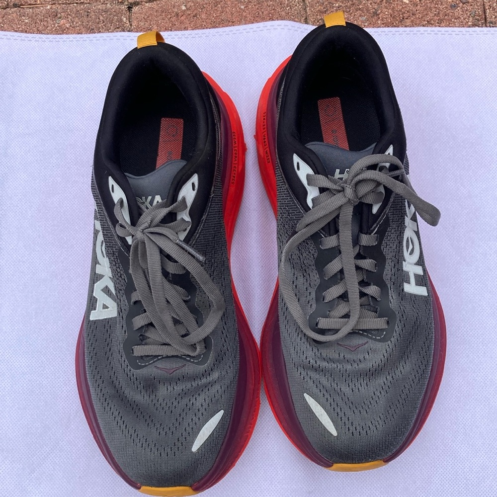 Hoka Bondi 8 Gray Athletic Shoes with Thick Cushioning